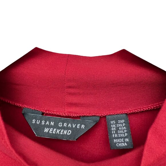 Susan Graver Weekend Red Turtleneck Tunic Plus Size 2X Petite Holiday Christmas - Picture 5 of 7